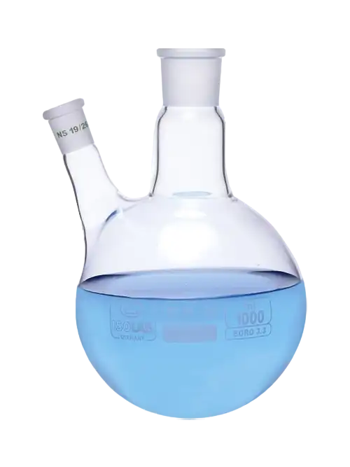 BALON DE VIDRIO ESMERILADO 2 BOCAS NS 29/32 - 19/26 X 500 ML - Imagen 1