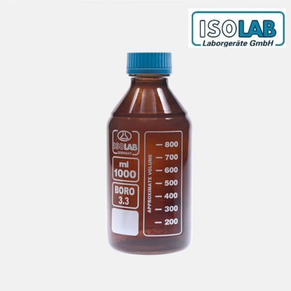 FRASCO DE VIDRIO AUTOCLAVABLE AMBAR BORO 3.3 100ML X UND - Imagen 1